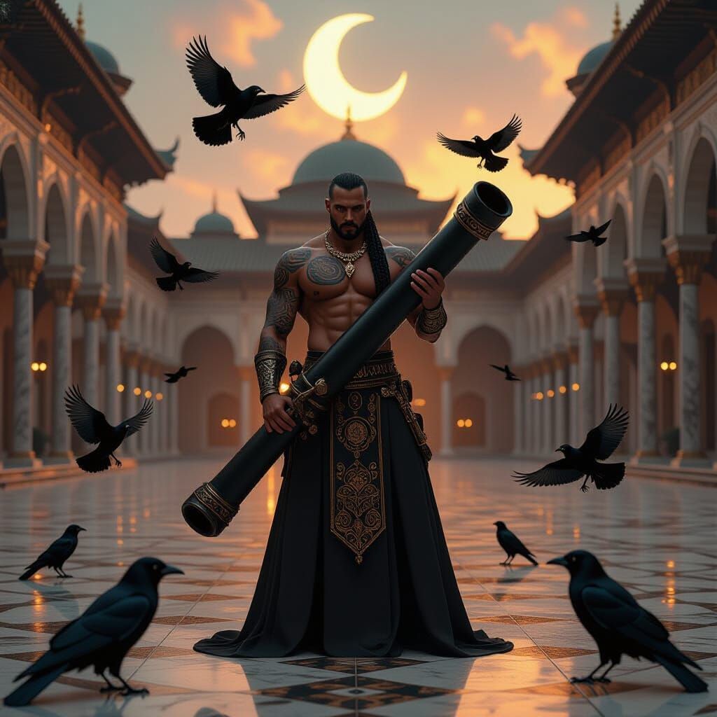 Ottoman Vulcan Raven with Cannon in Palace Courtyard