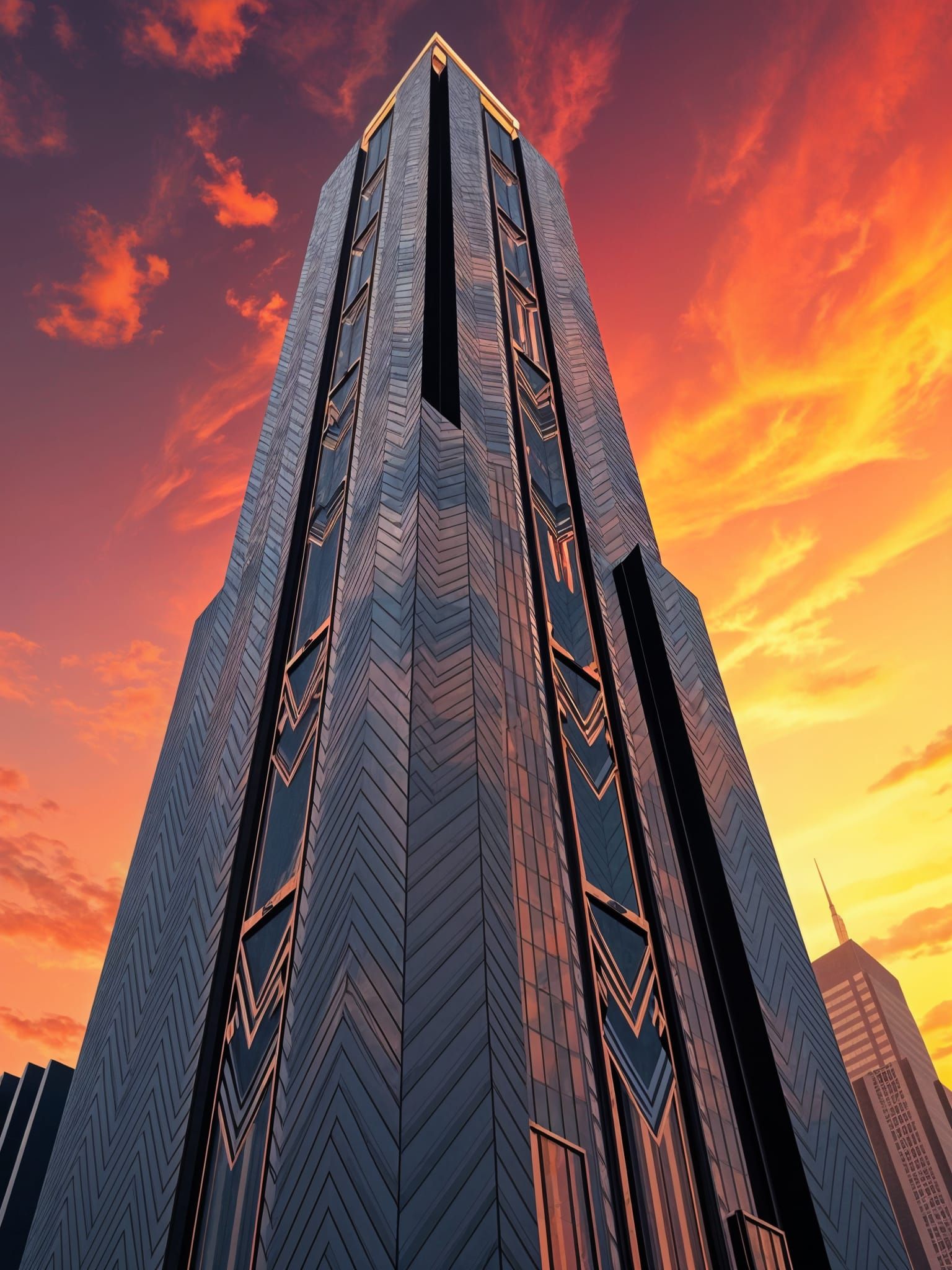 Art Deco Building Exterior with Geometric Shapes