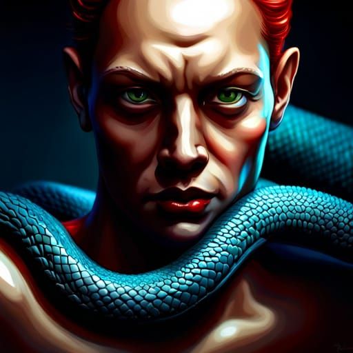 Realistic Snake-Man in Moody Cinematic Lighting