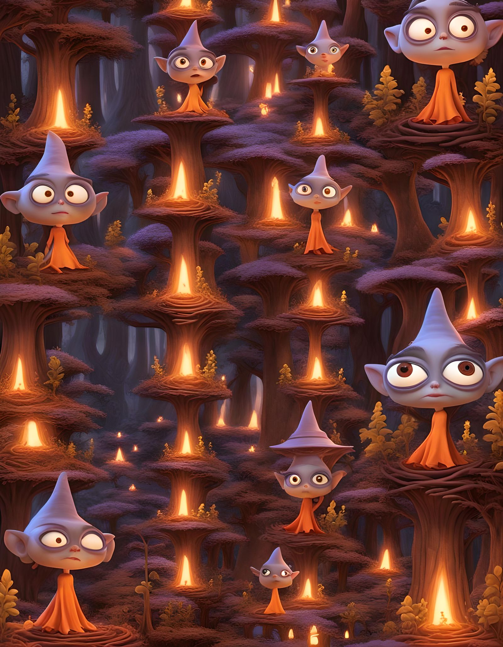 Adorable Witch in Temple of Flames, 3D Render