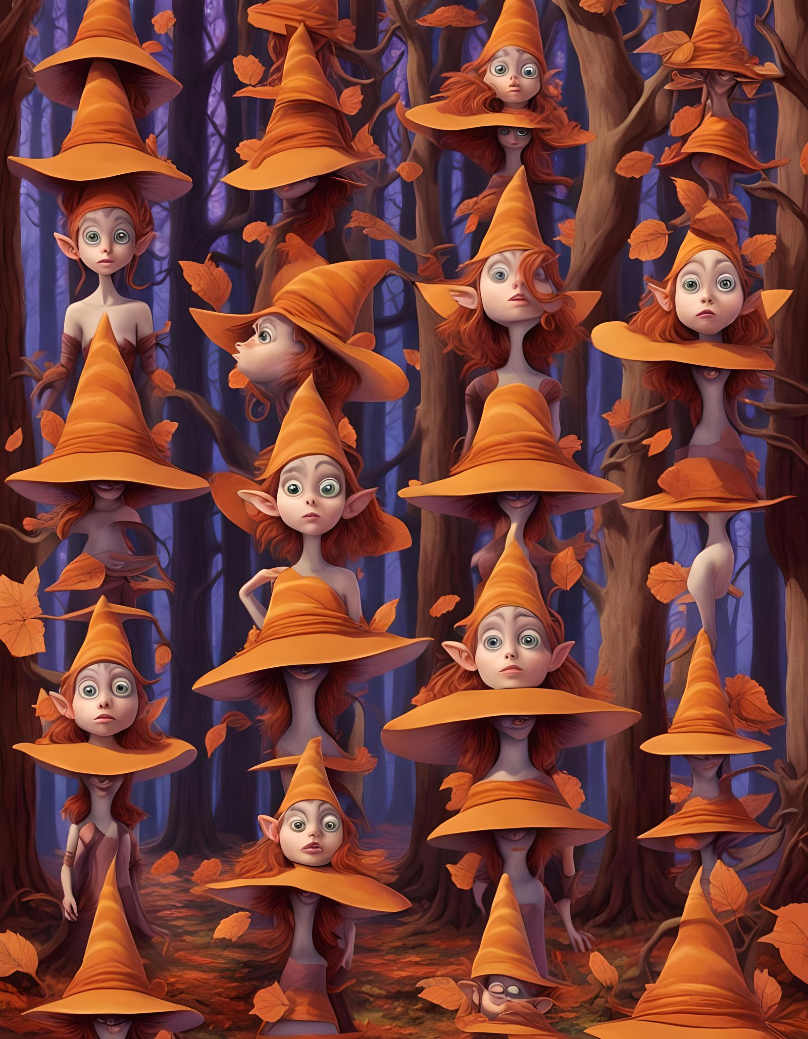 Adorable Witch in Temple of Flames, 3D Render