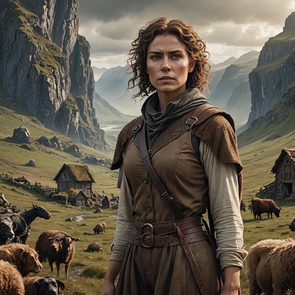 Scandinavian Shepherdess as Supervillain in Mystical Landsca...