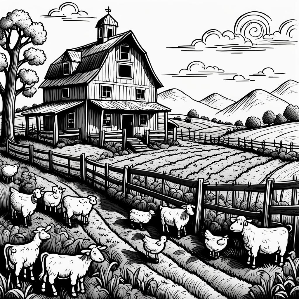 Old McDonald's Farm in Doodle Art Style