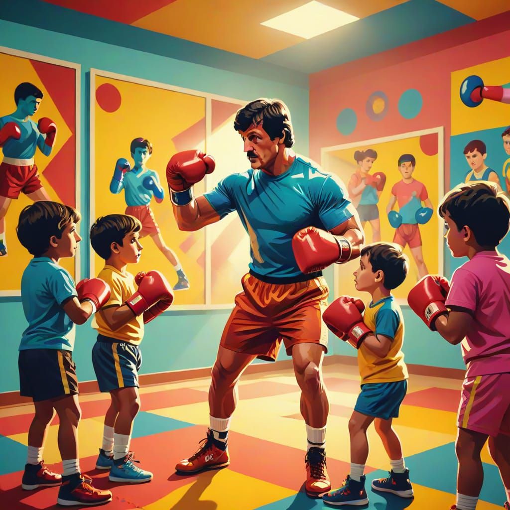 Rocky Balboa Teaches Boxing in Pop Art Style