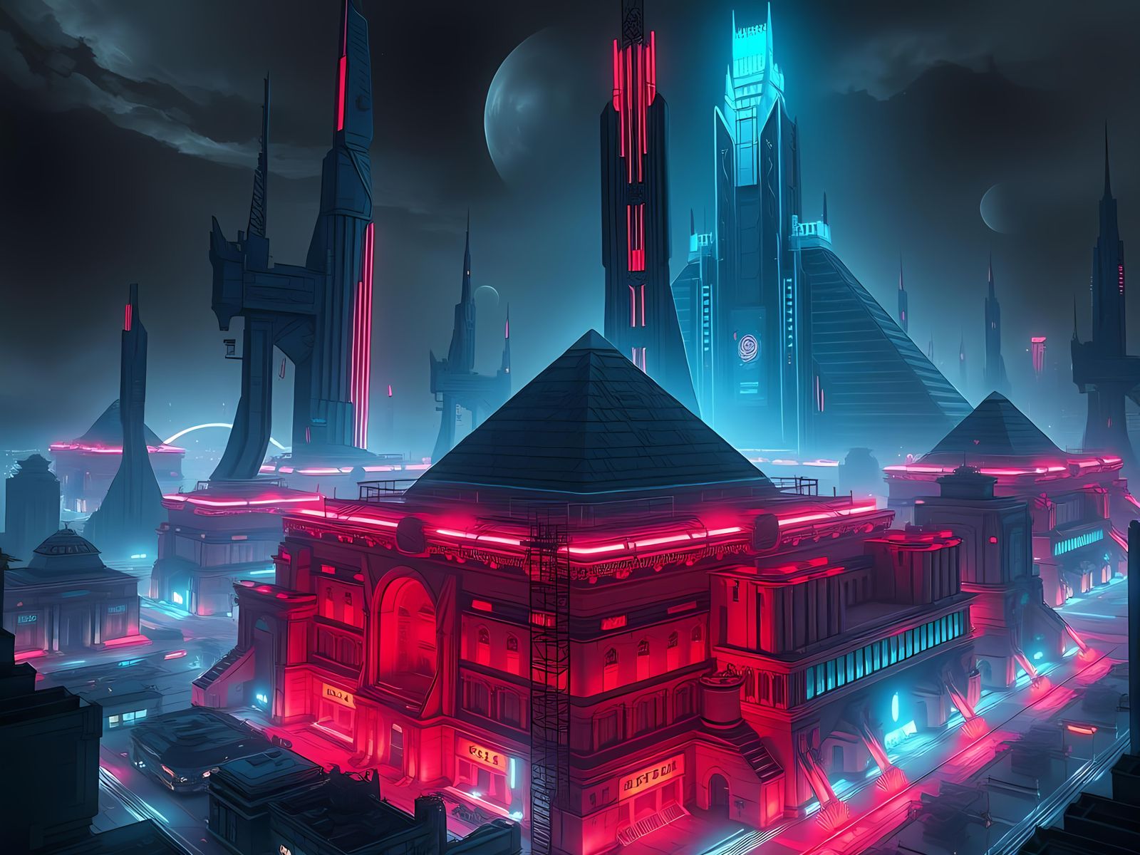 Futuristic Cyberpunk Megacity Inspired by Khemer Empire