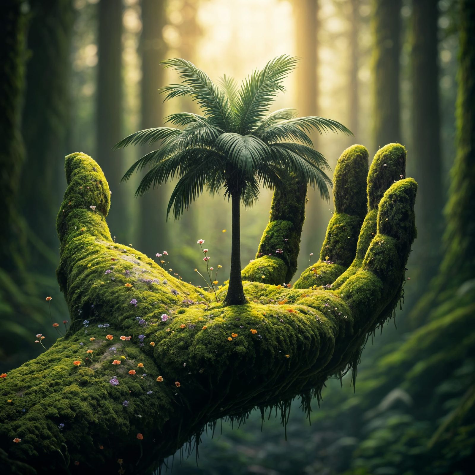 Mossy Hand Palm Tree