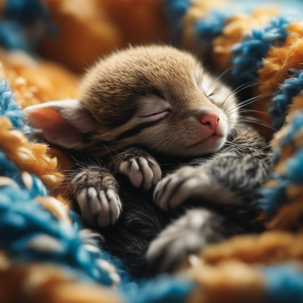 Cute Newborn Animals Cuddle While Sleeping