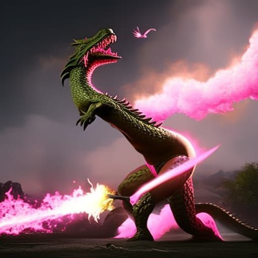 1950s pin-up girl riding a fire breathing dragon, pink lace bikini, male fantasy, gothic 2k resolution concept dynamic l...