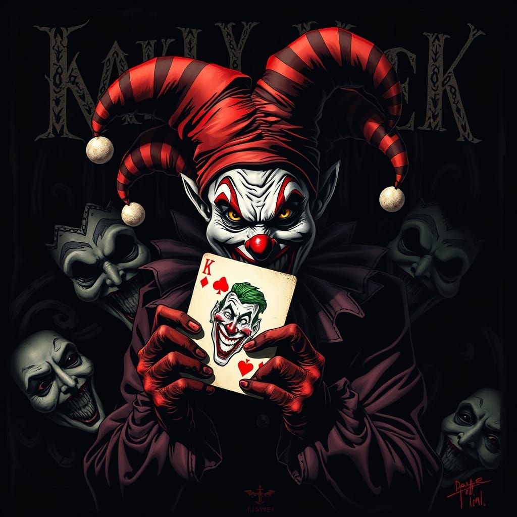 Dark Gothic Clown in Vintage Typographic Nightmare