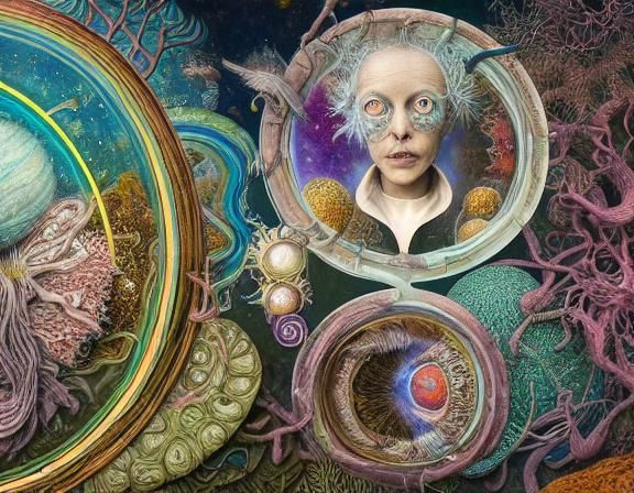 Mysterious Gravity-Free Life in Mixed Media Style