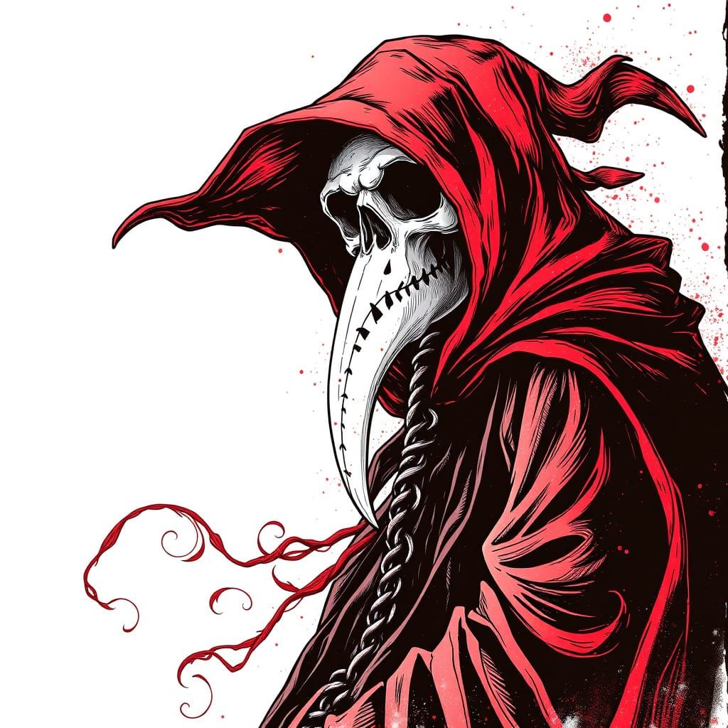 Vibrant Red Fractal Zentangle in 3D Shading