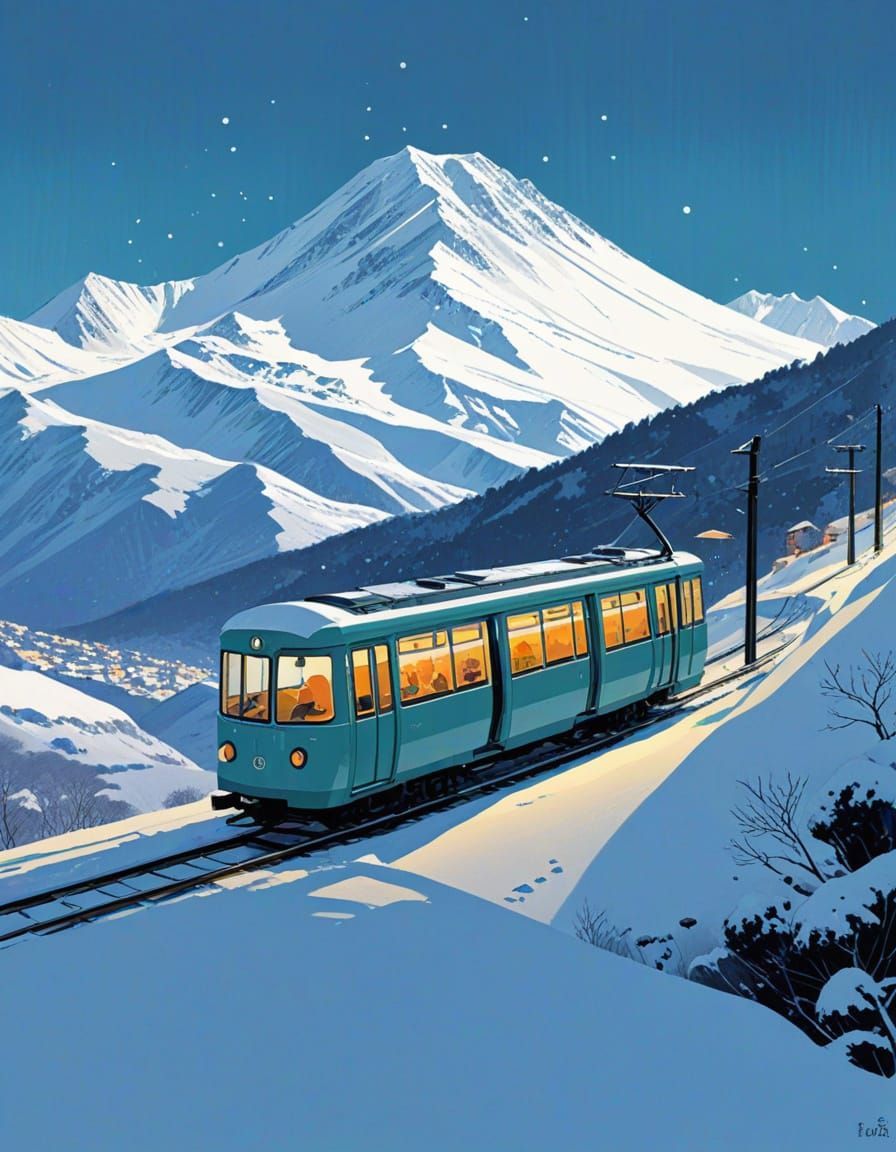 Snowy Mountain Landscape in Tatsuro Kiuchi Style