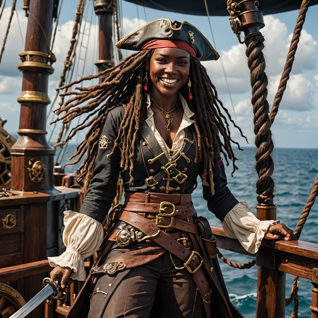 Playful Pirate Queen on Deck