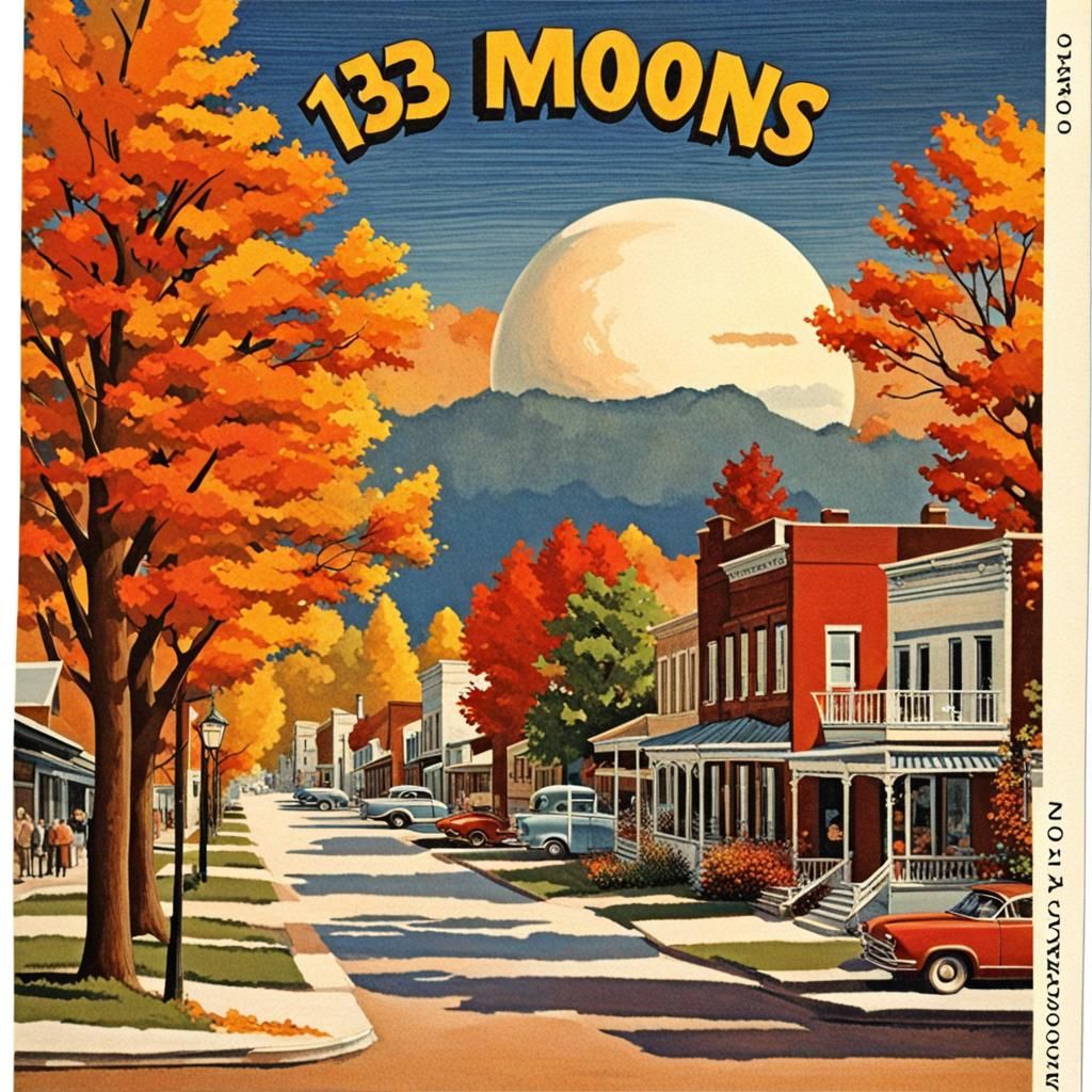 Visit Thirteen Moons: Vintage Autumn Town Postcard