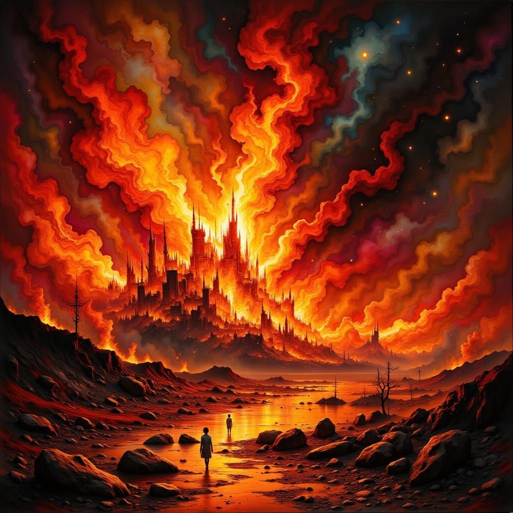 Fiery Inferno in a Futuristic Style