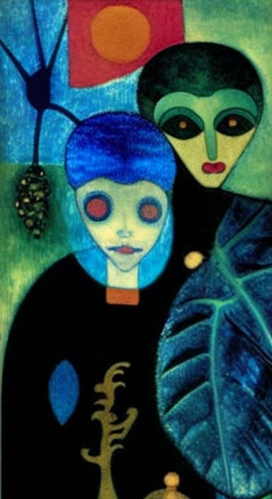 Ethereal Landscape with Gilded Florals and Iridescent Hues