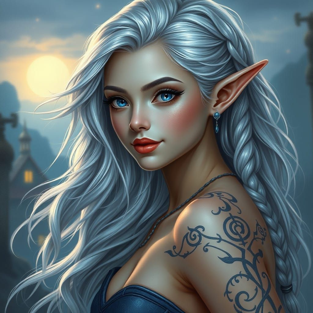 Half-Elf Maiden Radiates Silver Moonlight