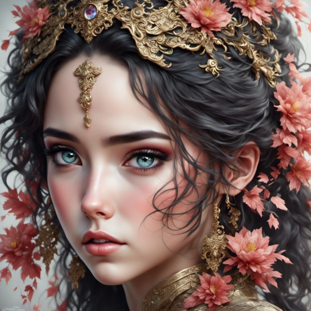 Expressive Watercolor of Sad Young Woman