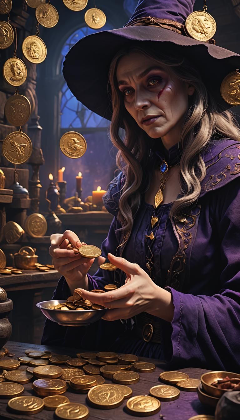 Witch Transforms Person into Chocolate Coins