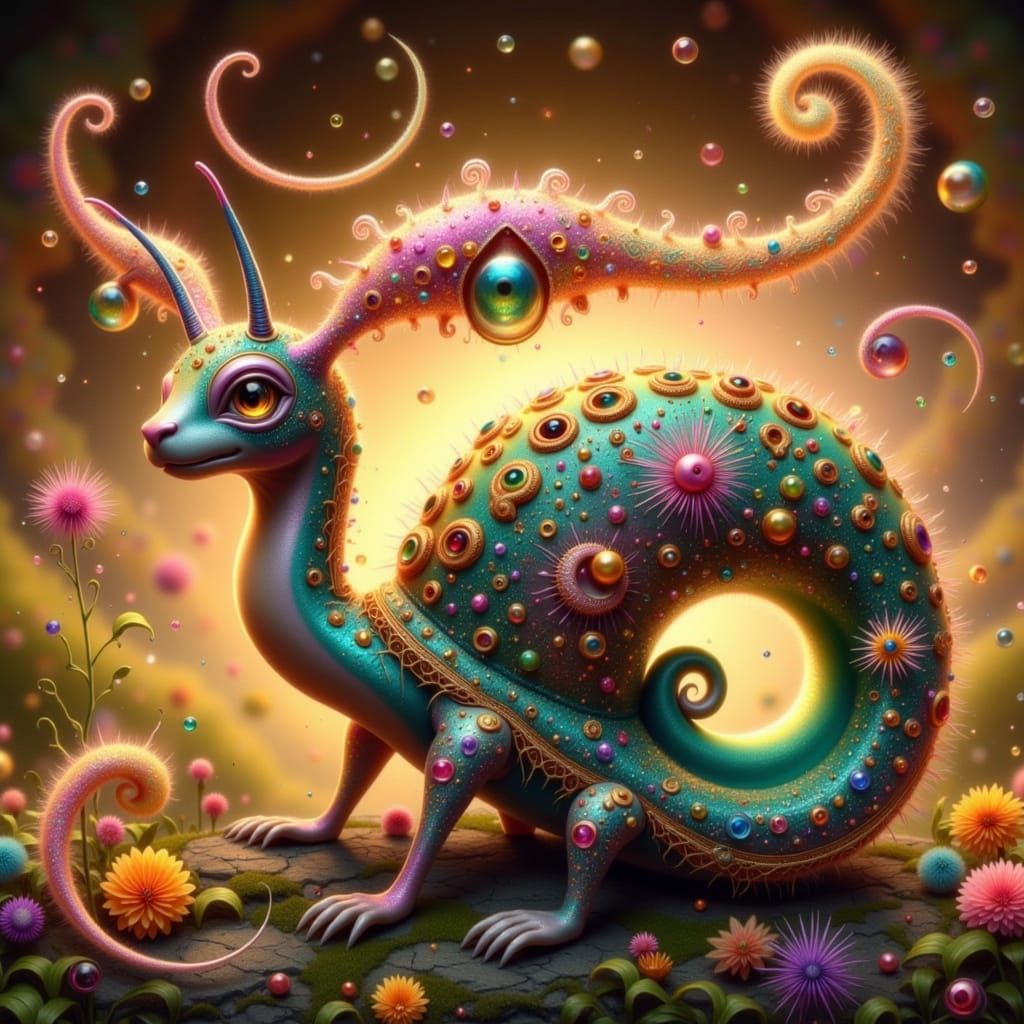 Ethereal Snail-Cheetah Emerges in a Dreamlike Fusion of Natu...