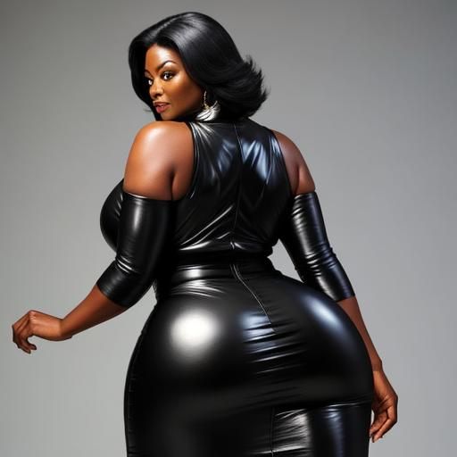 Mature Woman in Revealing Leather Dress