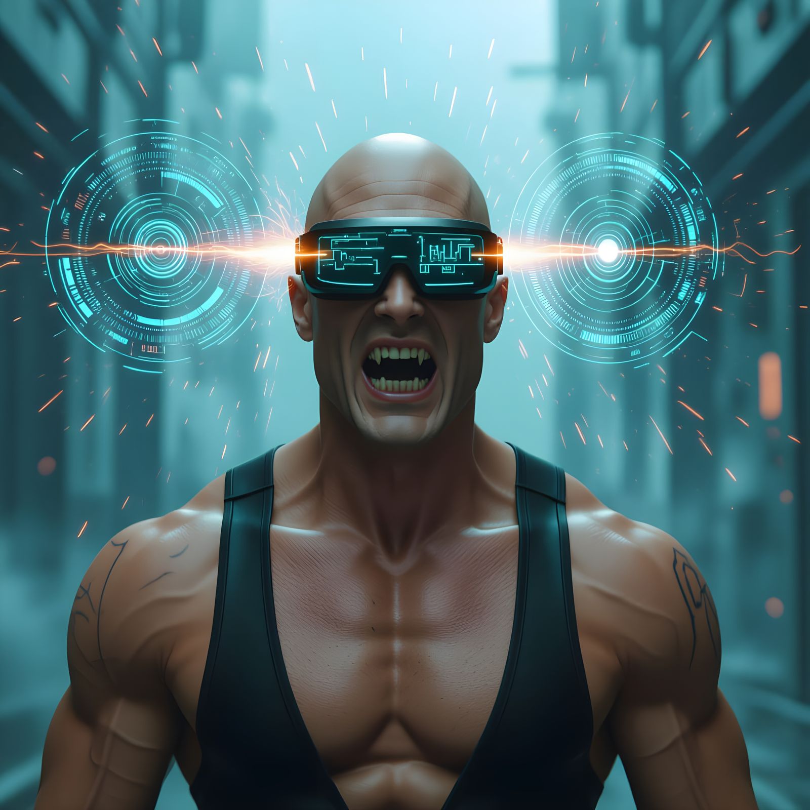 Sci-Fi Vampire with Holographic Interface