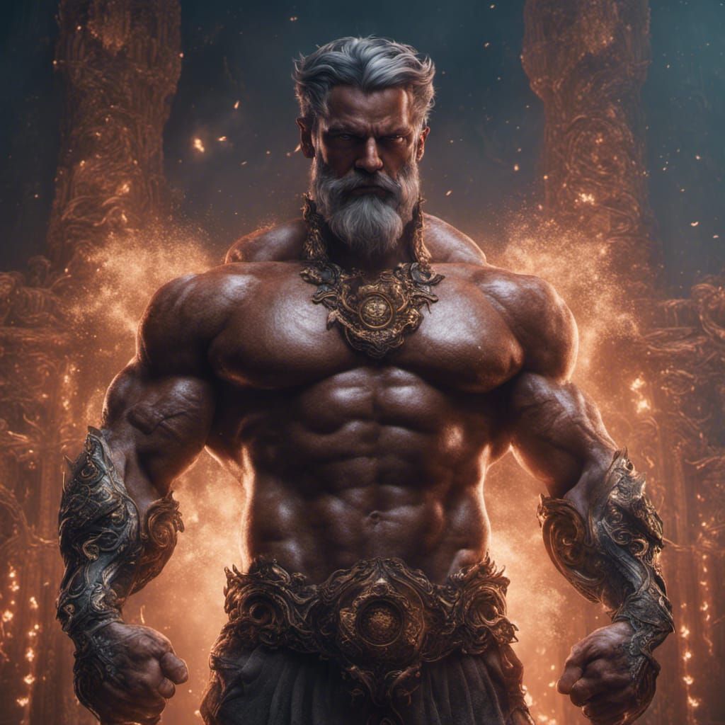 Spiritual Bodybuilder in Detailed Matte Painting Style