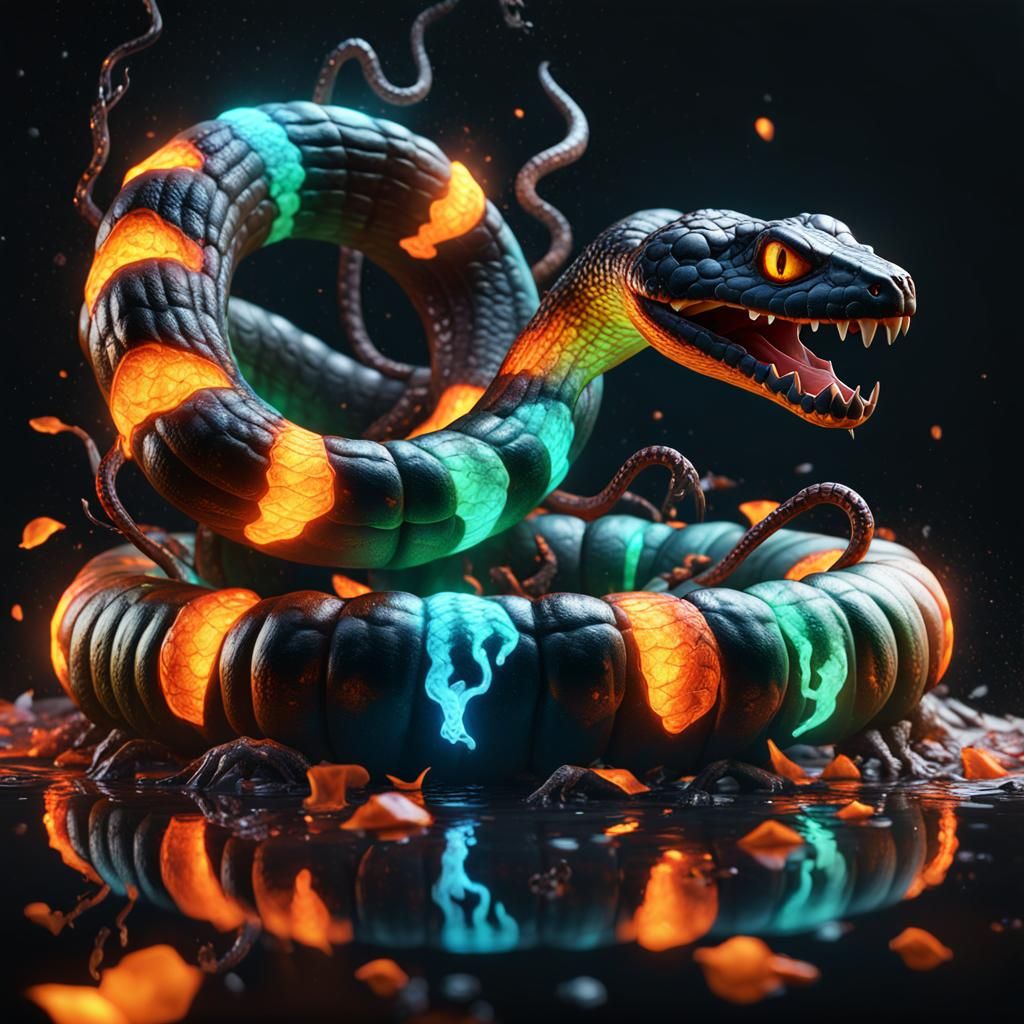 Halloween Snake on Pumpkin in Detailed Matte Painting
