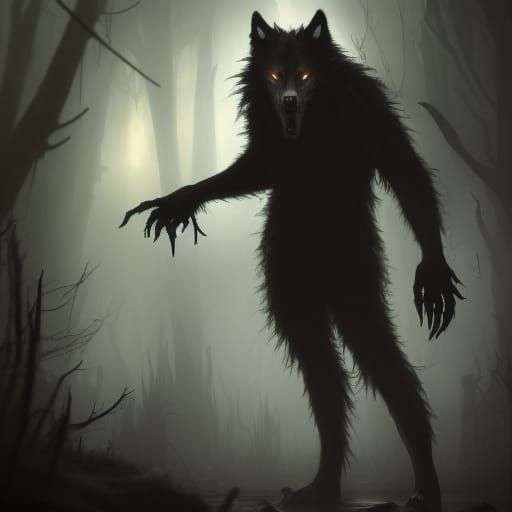 High Gothic Werewolf in Dark Horror Swamp