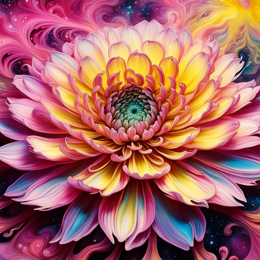 Ethereal Chrysanthemum in Cosmic Galaxy