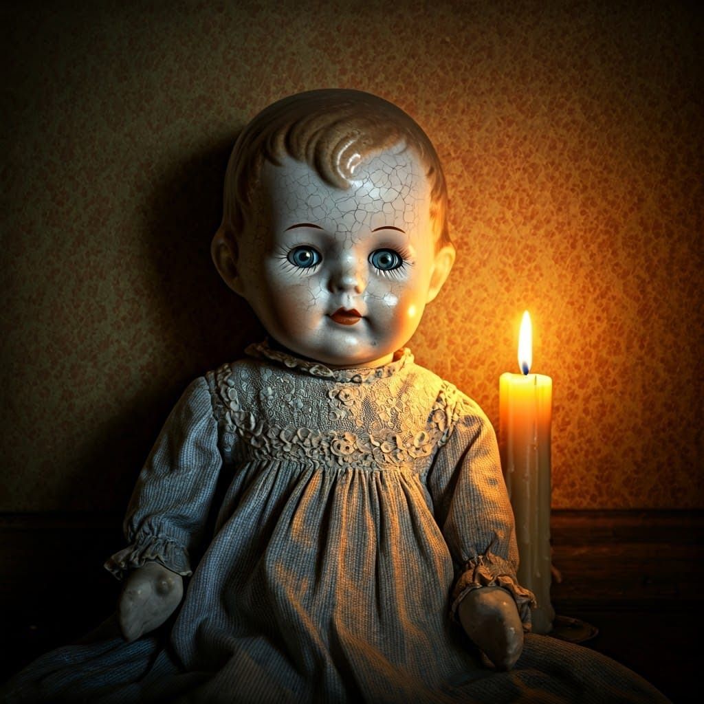 Haunting Antique Doll in Abandoned Room