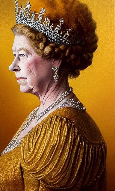 Majestic Portrait of Queen Elizabeth II in Golden Light