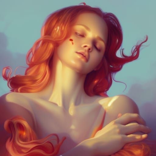 Divine Redhead Portrait in Heavenly Light