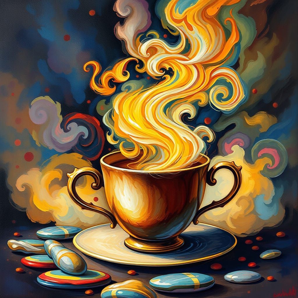 Enchanted Coffee Dreamscape in Impressionist Style