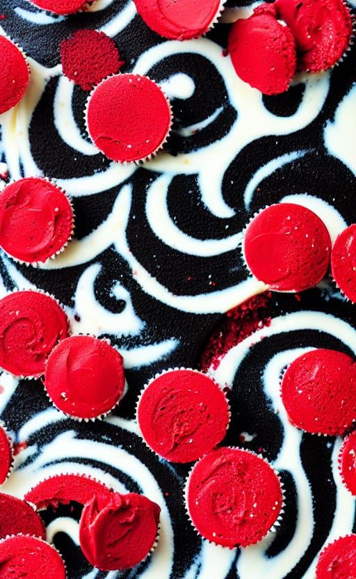 Toddler Eating Red Waffle Ice Cream: Digital Art