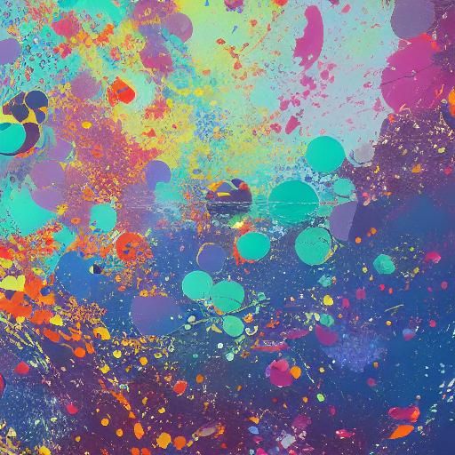 Abstract painting dotted circles cells