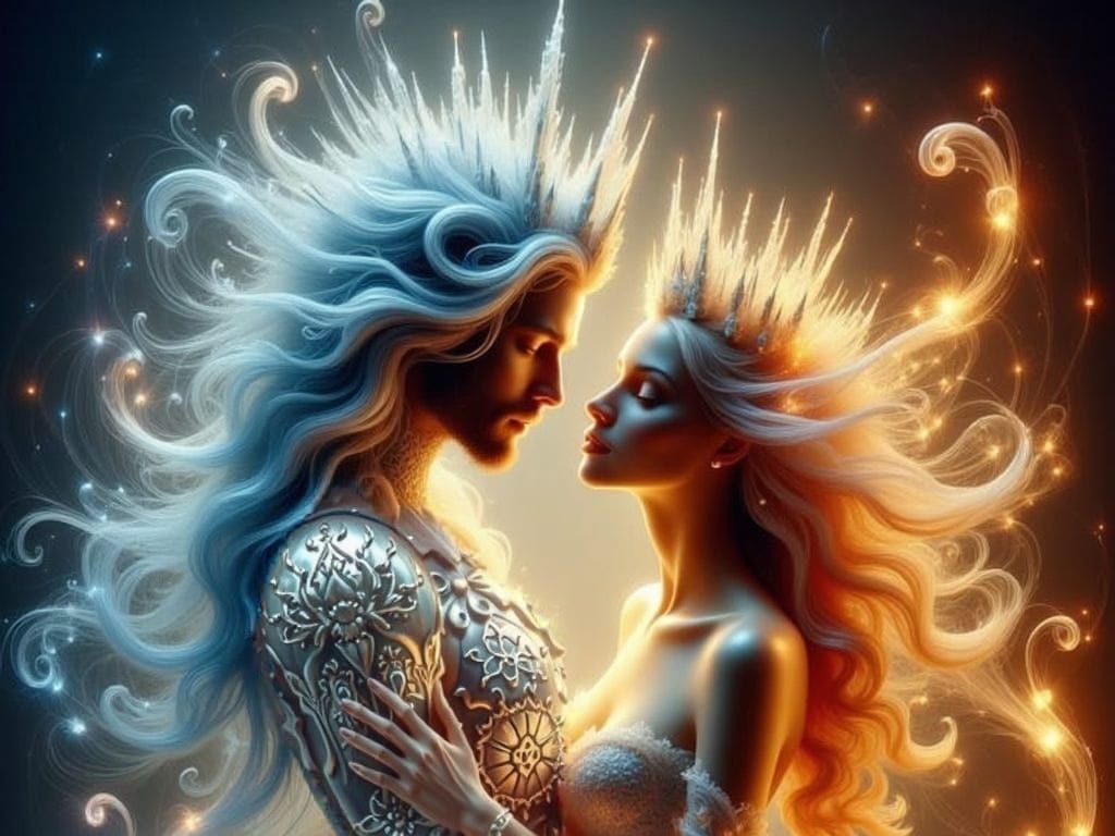 Ice King in Majestic Armor Meets Fiery Queen