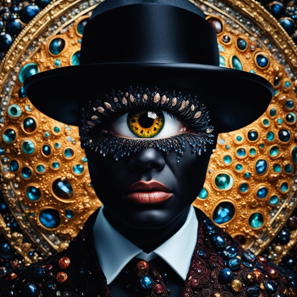 Detailed Macro Portrait of a Woman with Glassy Eyes