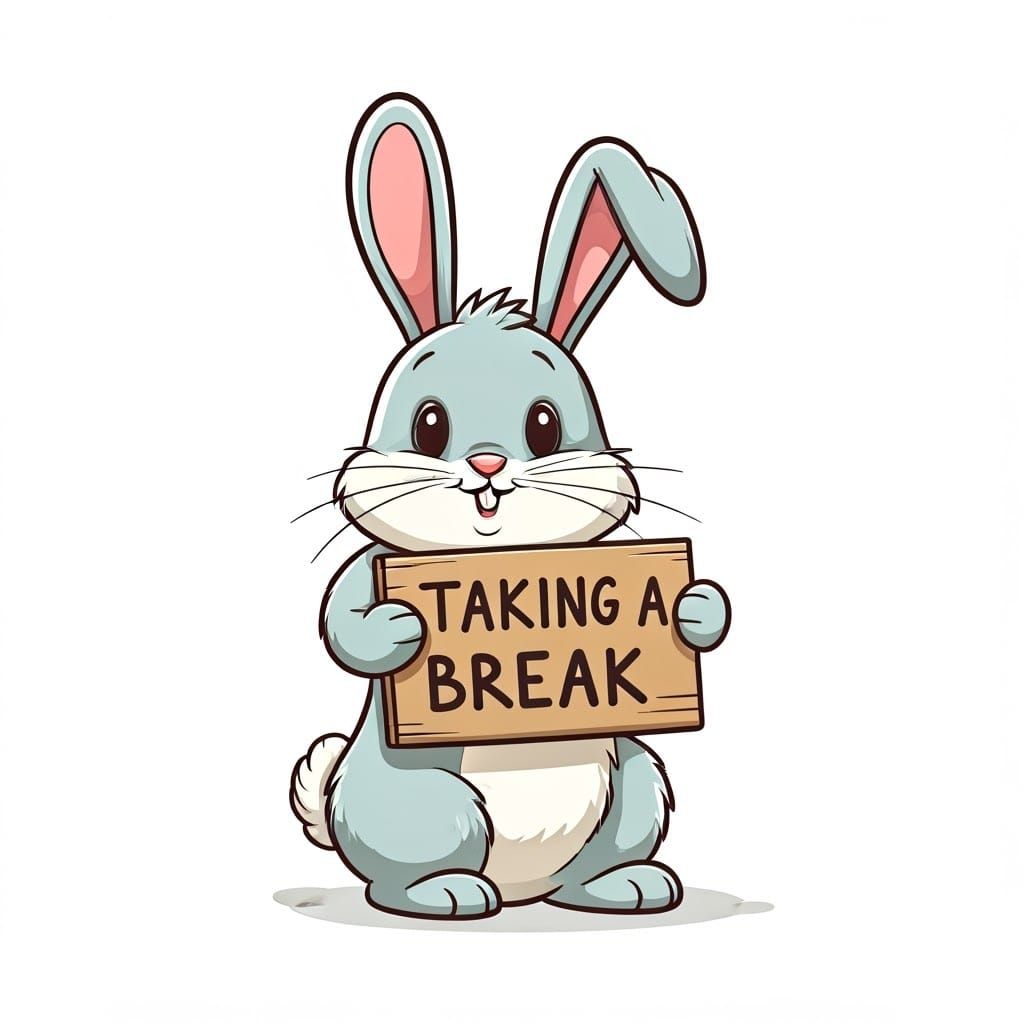 Cartoon Bunny Taking a Break