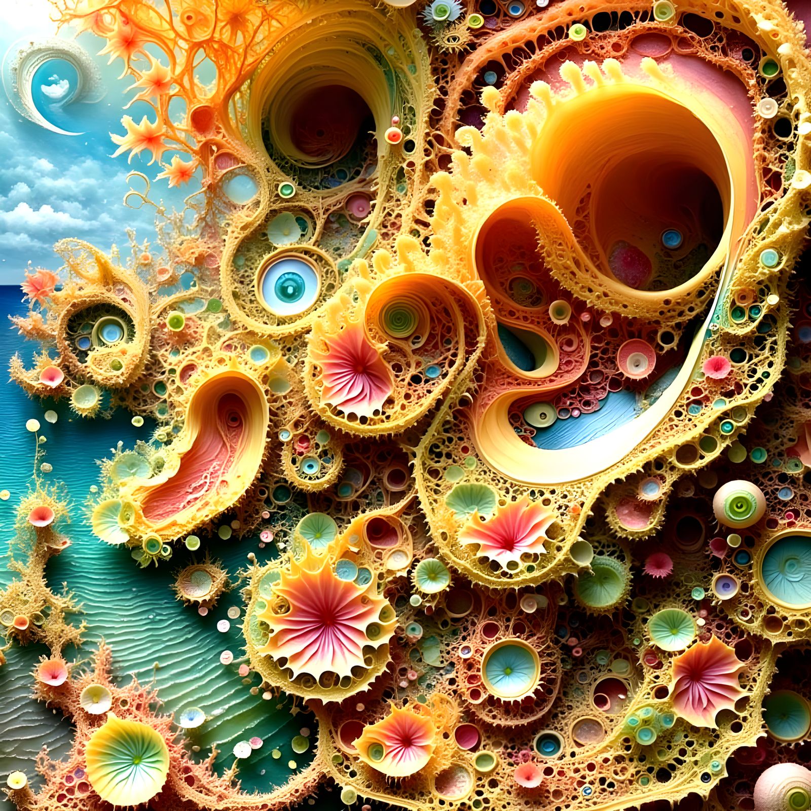 Rainbow Fractal City: Futuristic Architectural Marvel