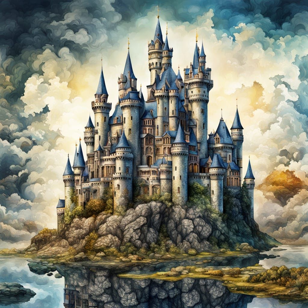 Neo Victorian Castle Collage Art