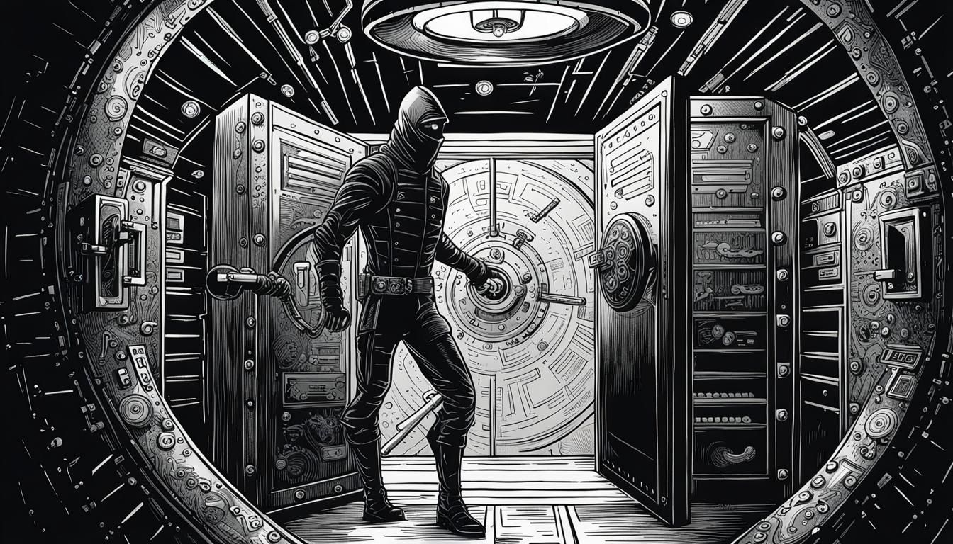 Futuristic thief ninja. Line Art