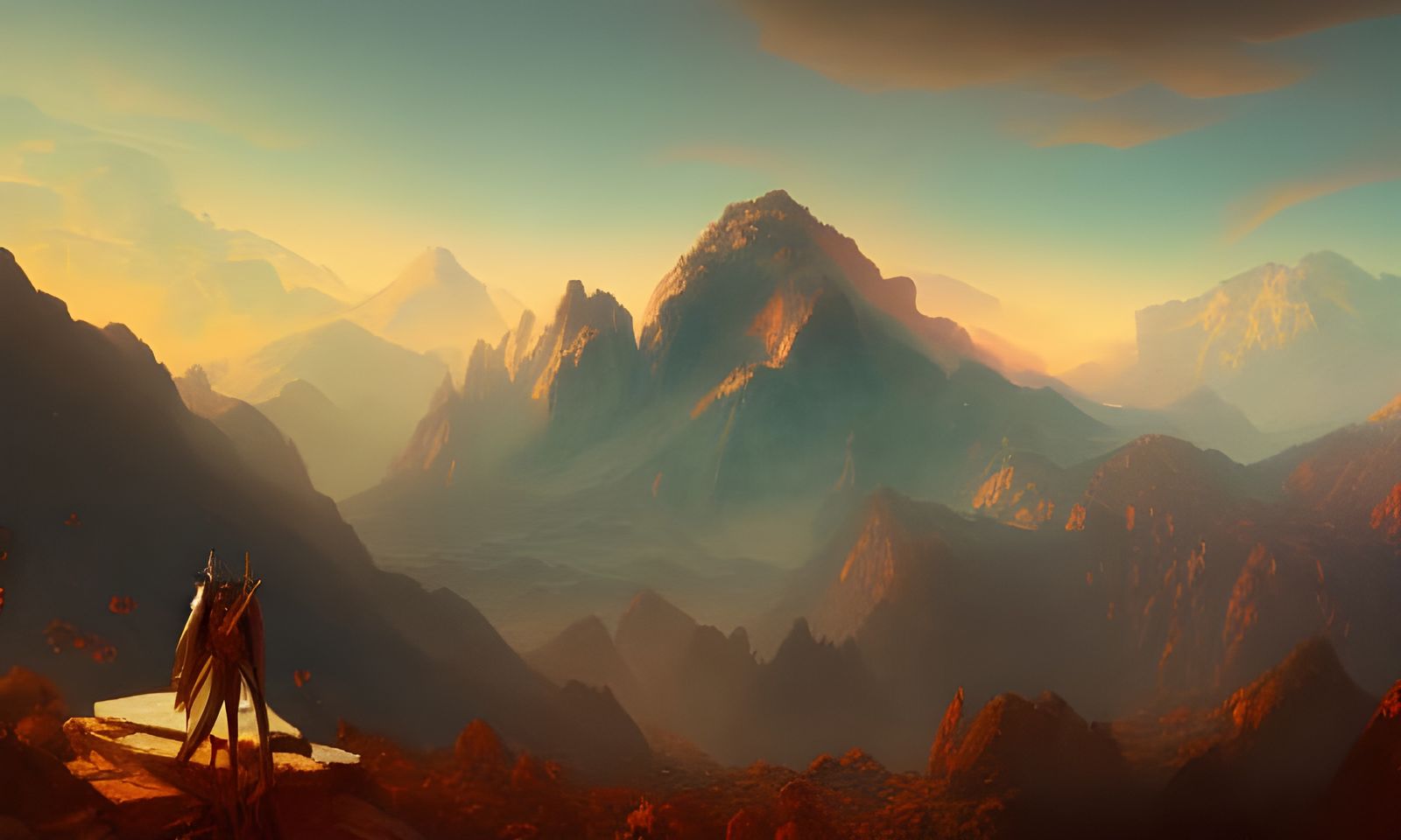 Mount Olympus Dawn: Hyperdetailed Art Nouveau Concept