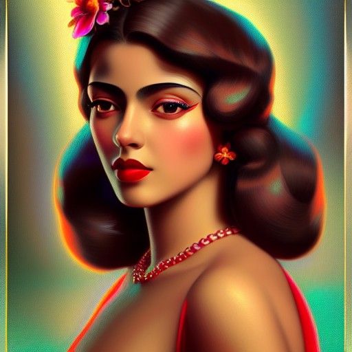 1930s Mexican Girl Portrait in Digital Art Style