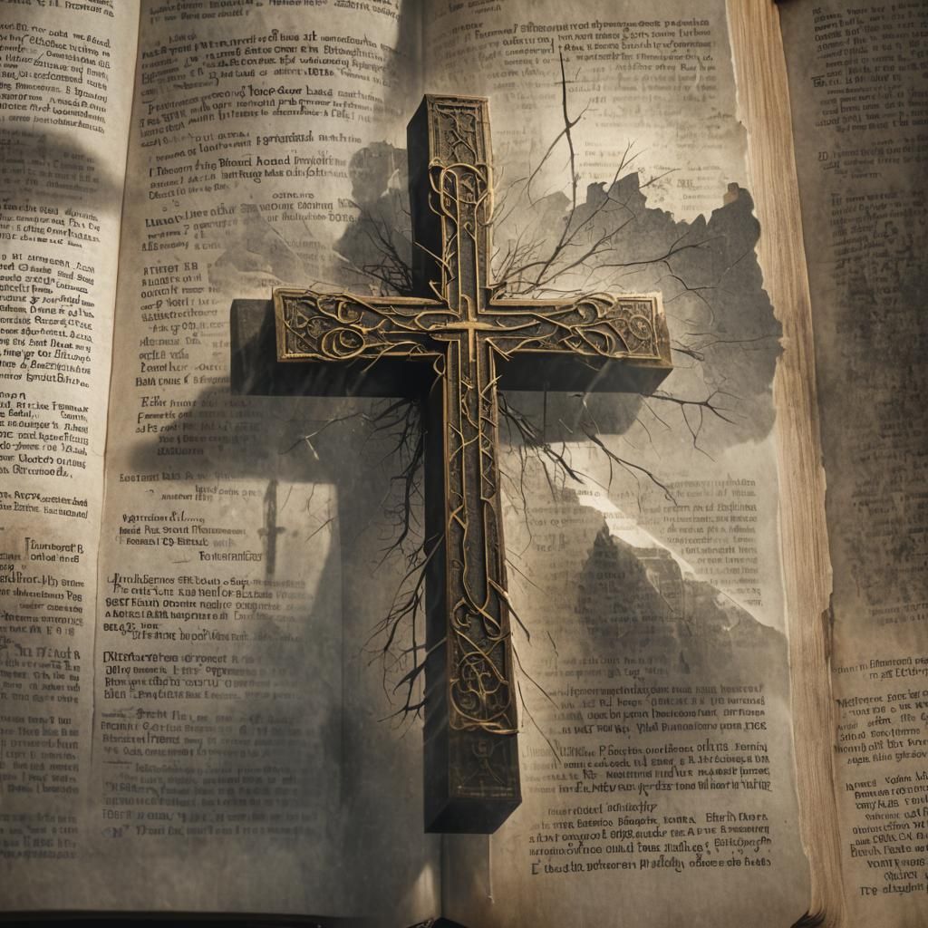 Bible and Cross in Double Exposure