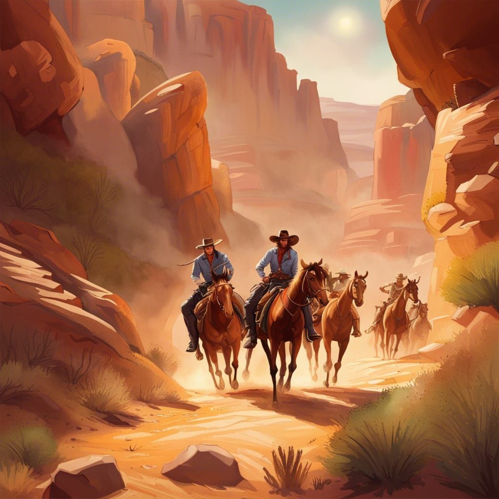 Cowboys' Desert Adventures in Wild West, Ghibli Style