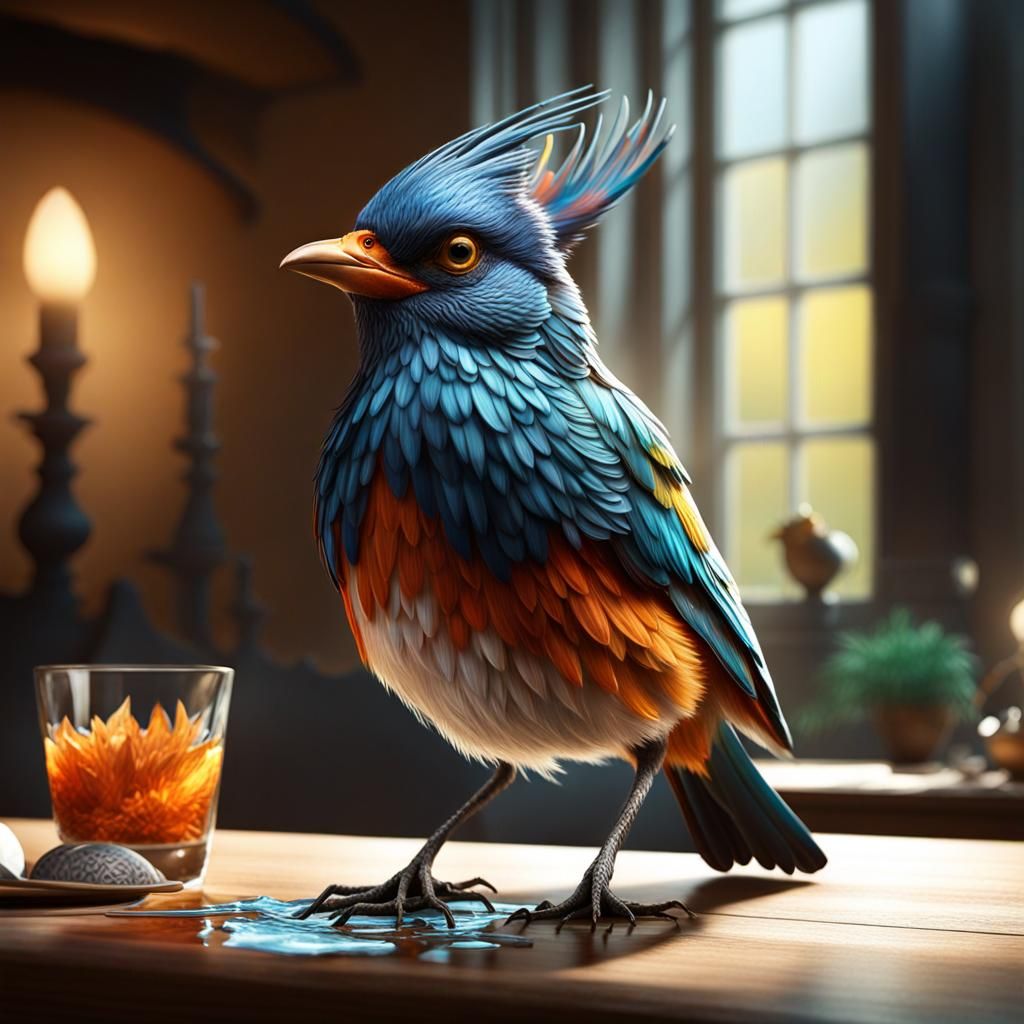 Surreal Man with Bird, a Dreamlike Concept Art