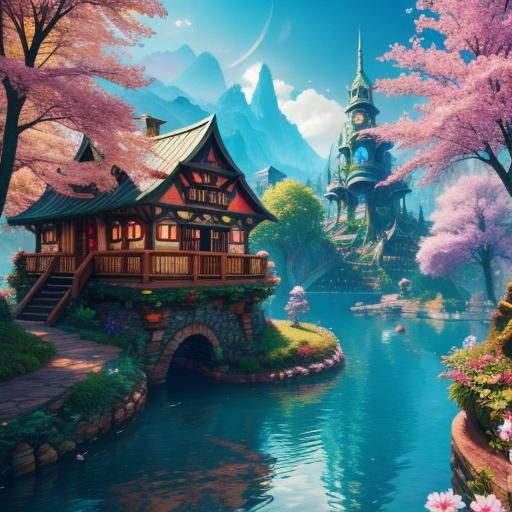 Vibrant Utopian Fantasy of Sustainable Living