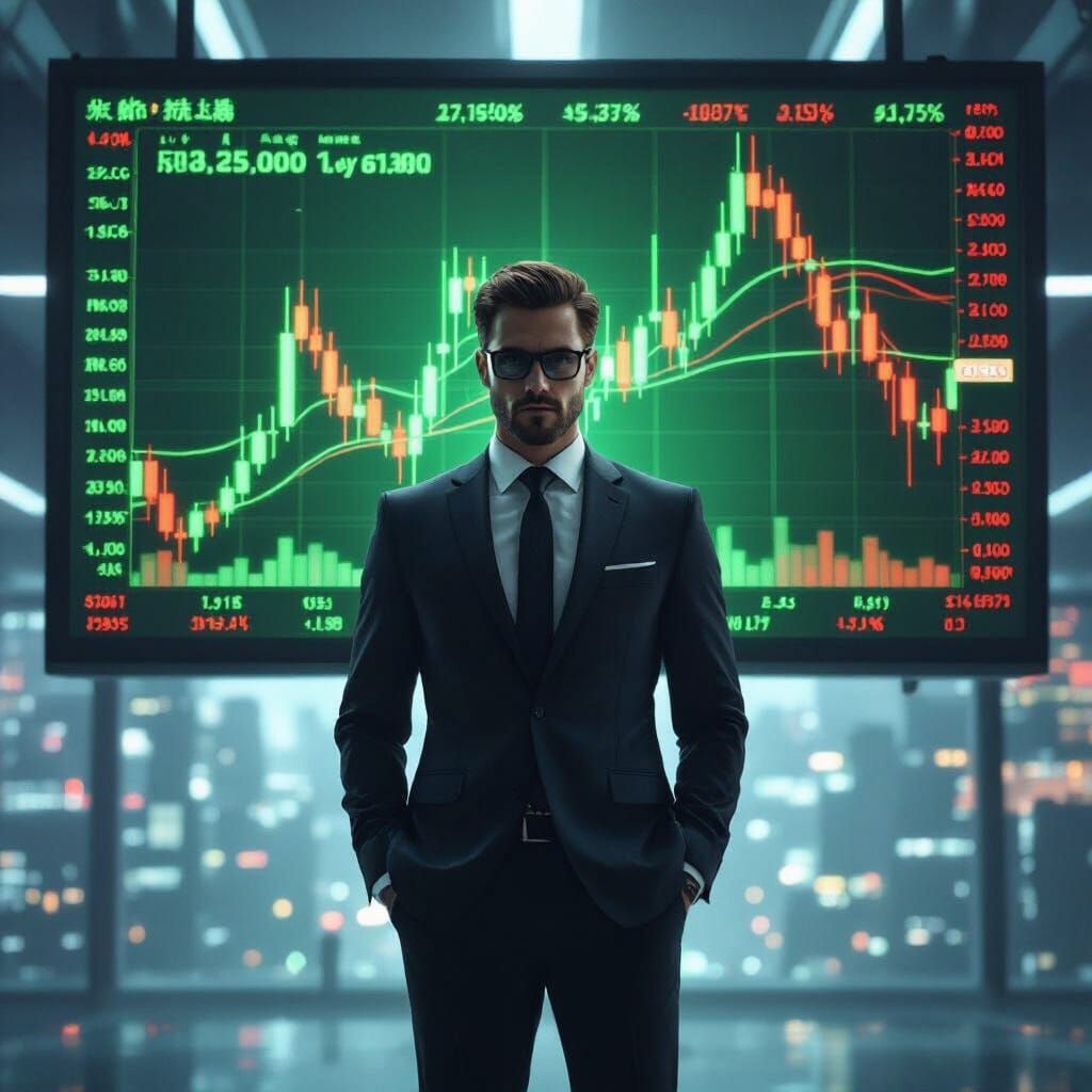 Businessman Analyzing Stock Market Candlestick Chart