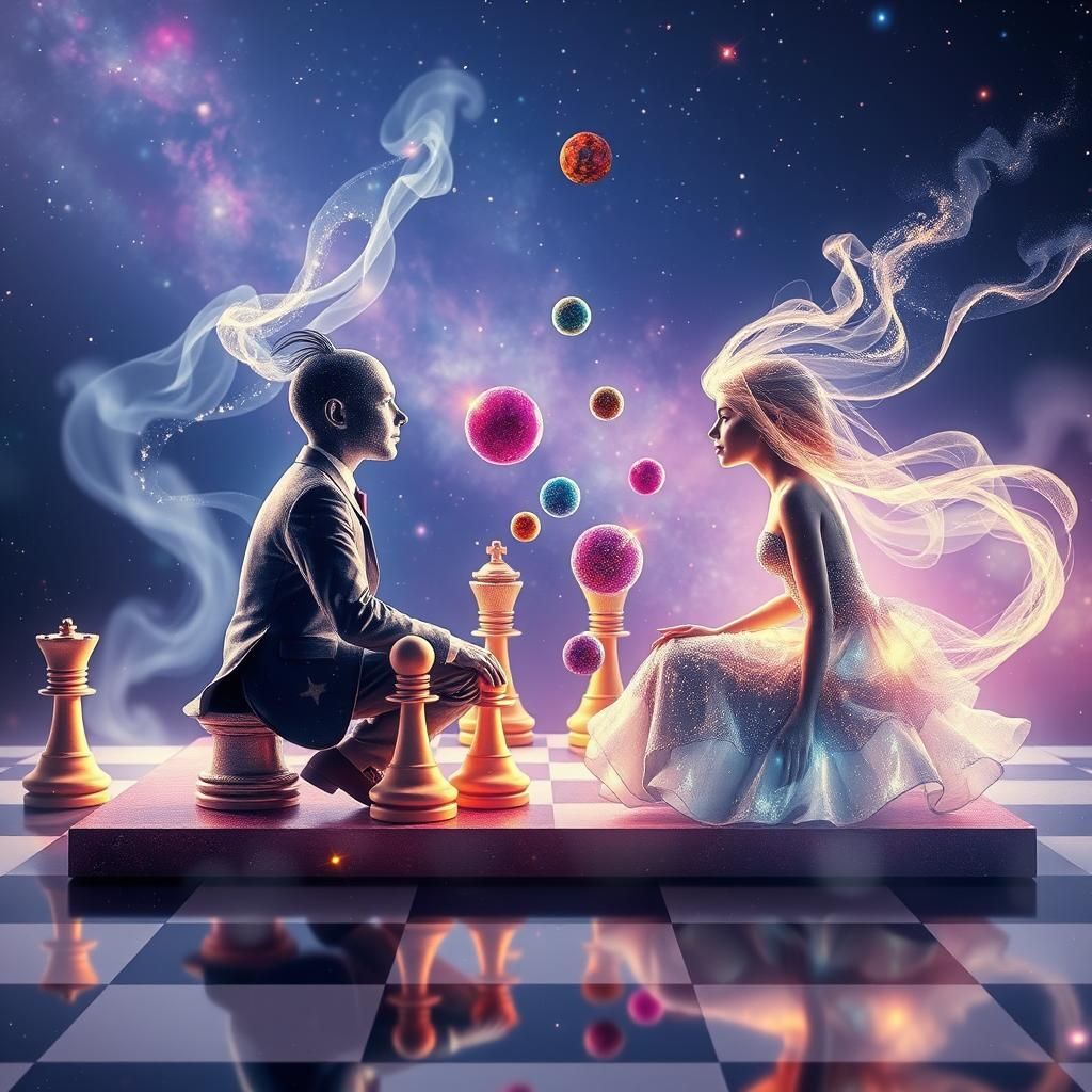 Cosmic Comets Play Chess in Surreal Double Exposure
